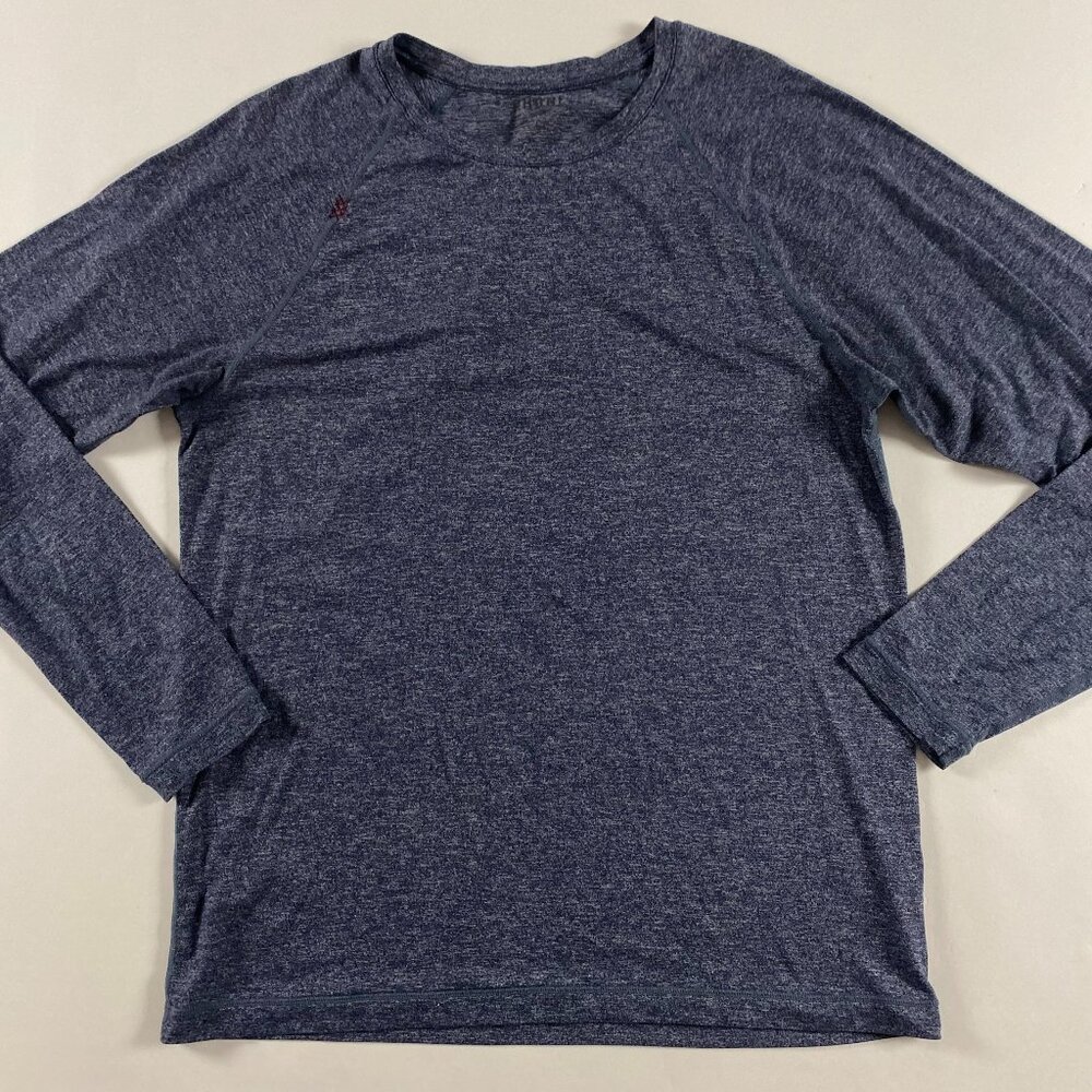 Rhone Reign Long Sleeve Shirt Men's Medium Gray Blue Heather Performance Workout
